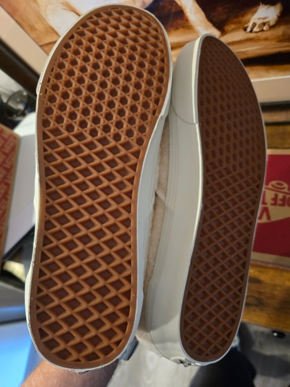 Vans Slip-On File Fleece Sneakers Skate Shoes Sherpa White VN000EACCJ7 US 13 - Picture 9 of 14